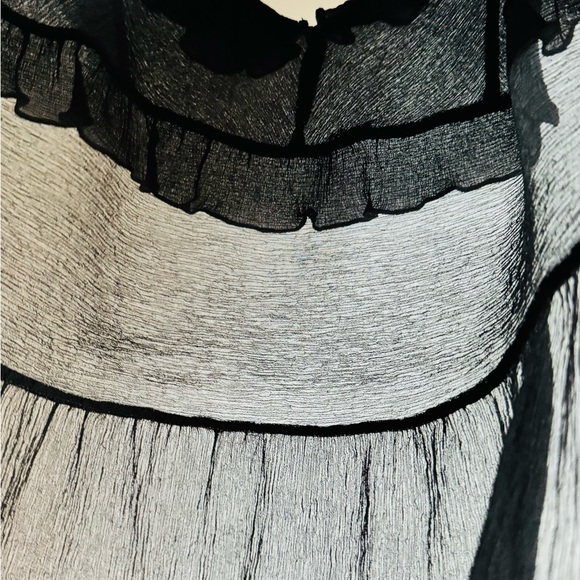 ❤️ VINTAGE CACHAREL 36 4 SEMI SHEER BLACK TIERED RUFFLE SILK CREPE DESIGNER TOP - Picture 4 of 13